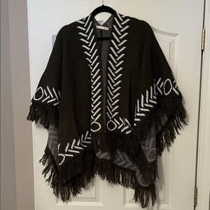 Amanda Rose Collection Forest Green and White Fringed Wrap one size fits most